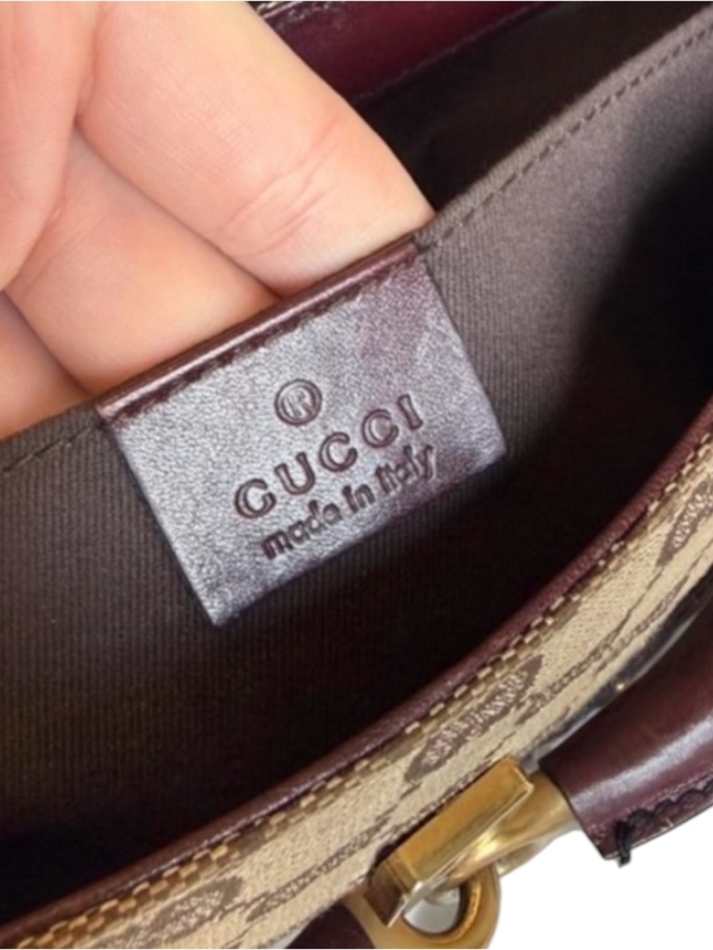 Gucci Horsebit Bag Tom Ford Era Vintage GG Canvas Clutch on Chain Burgundy - Picture 7 of 12